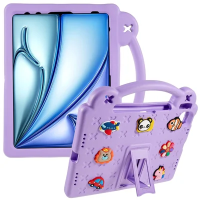 For iPad Air 11 (2026) / (2025) / (2024) Case Cartoon Patterns EVA Tablet Cover with Kickstand - Purple