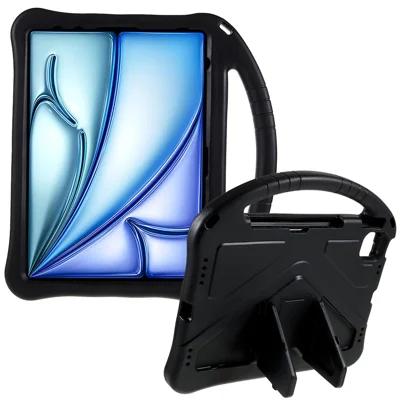 For iPad Air 11 (2026) / (2025) / (2024) Case EVA Tablet Cover with Ergonomic Handle and Foldable Kickstand - Black