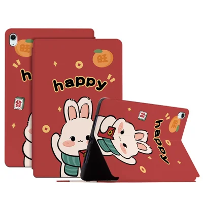 For iPad Air 11 (2026) / (2025) / (2024) / iPad Air (2022) / (2020) Case Joyous Pattern Print Leather Tablet Cover - Happy