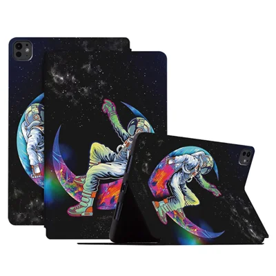 For iPad Pro 11 (2025) / 11 (2024) Case Leather Stand Smart Tablet Cover Astronaut Pattern - Dazzling Astronaut
