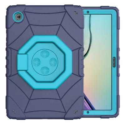 For Samsung Galaxy Tab A8 10.5 (2021) / (2022) Case Kickstand Spider Style PC+TPU Rugged Protective Cover - Navy Blue+Blue