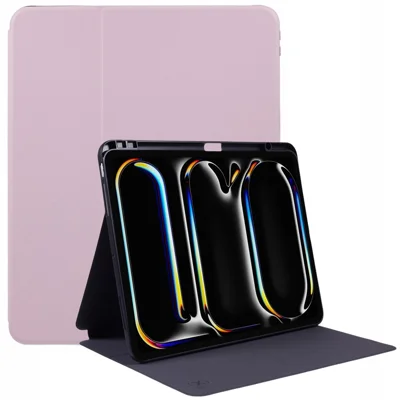 X-LEVEL For iPad Pro 13 (2025) / 13 (2024) Case Litchi Texture Leather Smart Tablet Cover with Pencil Holder - Pink