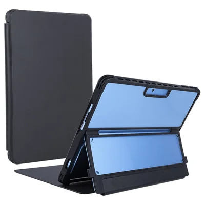 For Microsoft Surface Pro 11 / 10 / 9 Case PU Leather+Acrylic+TPU Protective Tablet Cover - Black