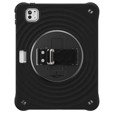 For iPad Pro 11 (2025) / 11 (2024) Case Hand Strap Kickstand TPU+PC+Silicone Tablet Cover - Black