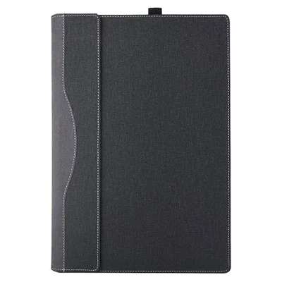 For Microsoft Surface Laptop 7 13.8-inch Case PU + Real Microfiber Leather Tablet Protective Case Business Tablet Cover - Black