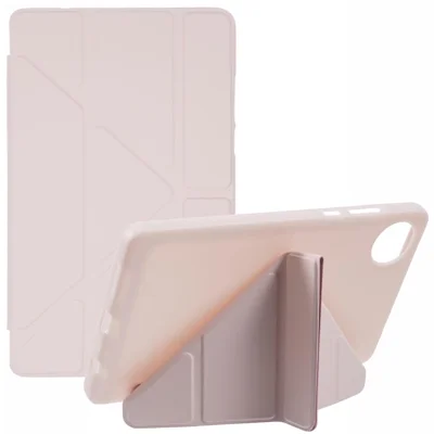 For Xiaomi Redmi Pad SE 4G 8.7 inch Case PU Leather+Silicone Origami Stand Protective Cover - Pink
