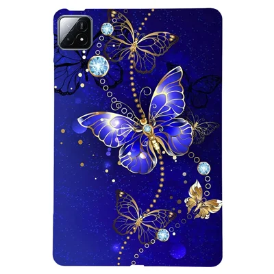 For Xiaomi Pad 6S Pro 12.4 TPU Case Pattern Printing Slim Tablet Protective Cover - Blue Butterfly