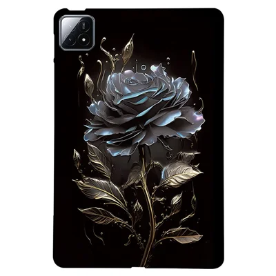 For Xiaomi Pad 6S Pro 12.4 TPU Case Pattern Printing Slim Tablet Protective Cover - Black Rose