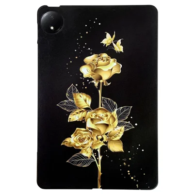 For Xiaomi Redmi Pad SE 4G 8.7 inch TPU Case Pattern Printing Slim Tablet Protective Cover - Golden Butterfly Rose