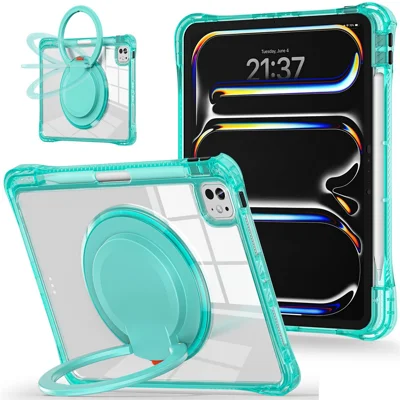 For iPad Pro 11 (2025) / 11 (2024) Case Rotary Kickstand PC+TPU+Acrylic Tablet Cover - Light Green