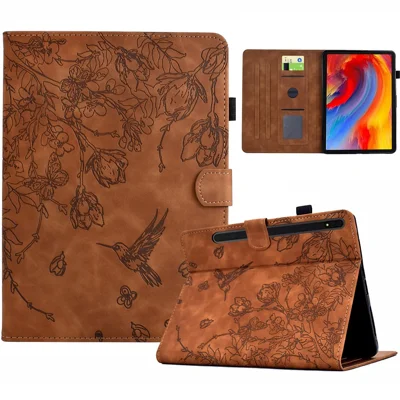 For Samsung Galaxy Tab S8 X700 X706 / Tab S7 T870 T875 Case Card Holder Leather Tablet Cover - Brown