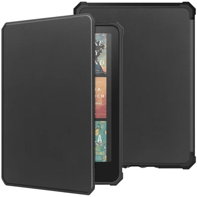 For Amazon Kindle Paperwhite (2024) / Kindle Colorsoft Case PU Leather + TPU E-Reader Cover Auto Wake / Sleep - Black