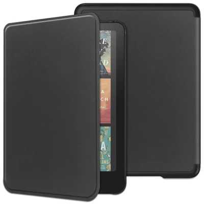 For Amazon Kindle Paperwhite (2024) / Kindle Colorsoft Case PC + PU E-Reader Cover Support Auto Wake / Sleep - Black