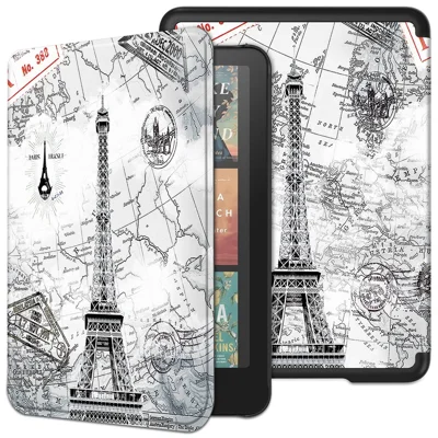 For Amazon Kindle Paperwhite (2024) / Kindle Colorsoft Case Pattern Print PC+ PU E-Reader Cover - Vintage Tower