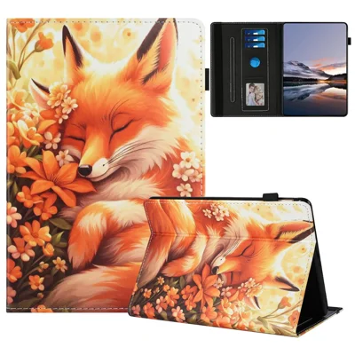 Tablet Case For Amazon Kindle Paperwhite 4 (2018) / 3 (2015) / 2 (2015) / 1 (2015) Pattern Leather Cover with Card Holder - Flower Fox