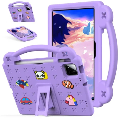 For Xiaomi Poco Pad X1 / Pad 8 Pro / Pad 8 / Pad 7 Pro / Pad 7 Case Kids Cartoon Patterns Hand Grip Kickstand Tablet EVA Cover - Purple