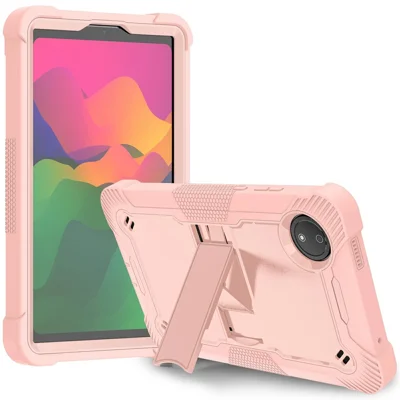 For Xiaomi Redmi Pad SE 4G 8.7 inch Case Silicone+PC Tablet Protective Cover with Kickstand - Rose Gold