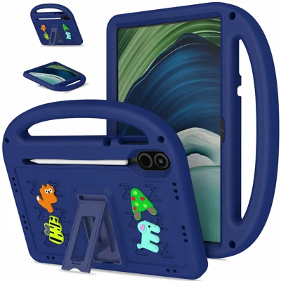 For Honor Pad X9  /  Pad X8 Pro Kickstand Case Cartoon Design Anti-Drop EVA+PC Tablet Cover with Strap for Kids - Navy Blue
