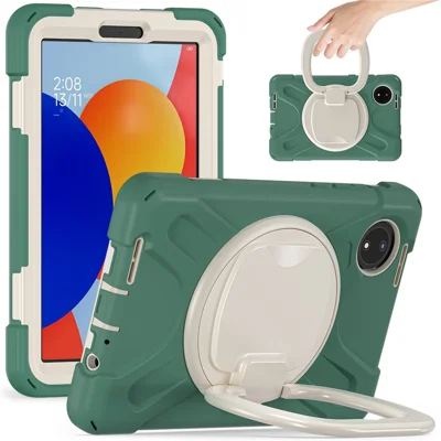 For Xiaomi Redmi Pad SE 4G 8.7 inch Tablet Case Kickstand PC TPU Silicone Back Cover - Emerald Green