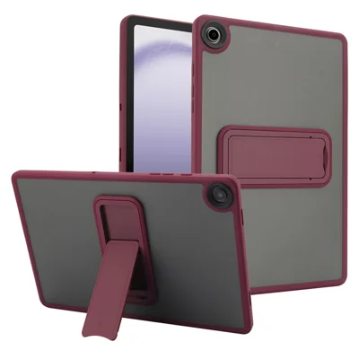 For Samsung Galaxy Tab A9+ Case with Kickstand TPU + PC Skin-Touch Tablet Cover - Wine Red
