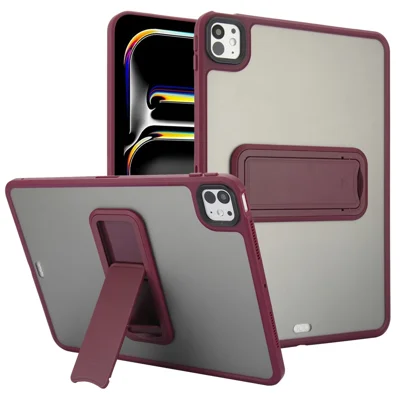 For iPad Pro 11 (2025) / 11 (2024) Tablet Case with Kickstand TPU + PC Skin-Touch Cover - Wine Red