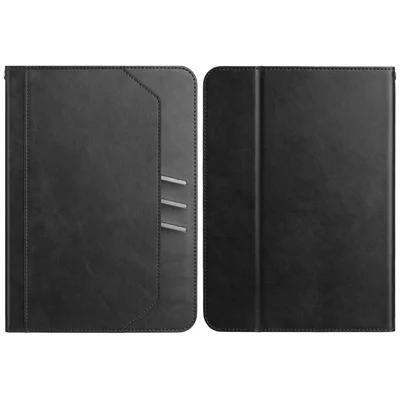 For 7-8 inch Universal Tablet Case Retro Cowhide Texture Leather Cover with Card Holder - Black