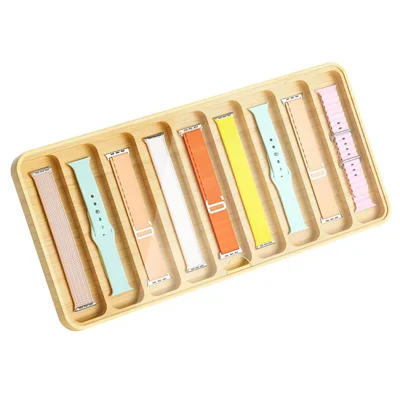 9-Slot Wooden Watch Band Organizer Display Watch Straps Storage Box with Acrylic Cover
