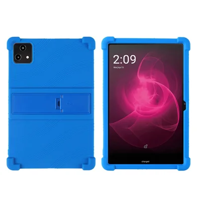 For T-Mobile REVVL Tab Silicone Case with Kickstand Rugged Protective Cover - Dark Blue