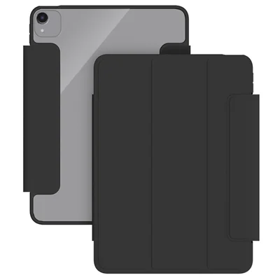 AHASTYLE IP02 For iPad Air (2022) / (2020) Tablet Case PU Leather + TPU + Acrylic Stand Cover - Black