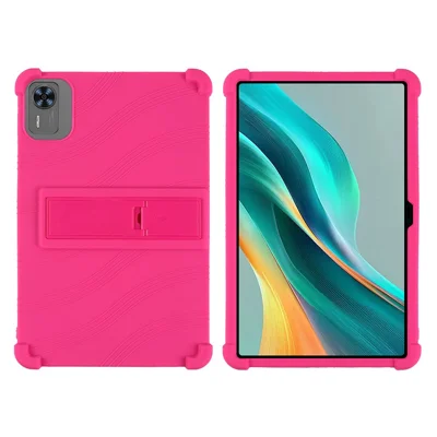 For Teclast T60AI / Doogee T36 Silicone Case with Kickstand Rugged Protective Cover - Rose