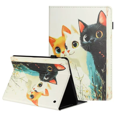 For Amazon Kindle Fire Max 11 2023 Tablet Case Litchi Texture Pattern Printing Leather Cover Auto Sleep / Wake with Card Holder - Three Cats