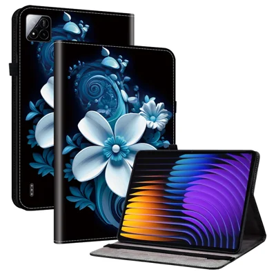 For Xiaomi Poco Pad X1 / Pad 8 Pro / Pad 8 / Pad 7 Pro / Pad 7 Leather Case Pattern Printed Stand Tablet Cover with Card Slots - Black Orchid