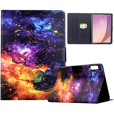 TEDTIKJT Tablet Cover For Lenovo Tab M9 9" Case TB-310FU PU Leather Flip With Card Slot Stand Function Colored Drawing Protective Cover For Tablet Lenovo Tab M9 Case,Starry Wolf