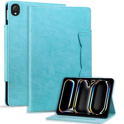 For Lenovo Tab K10C  /  E10C Case Cat Buckle Closure Leather Protective Stand Cover - Baby Blue