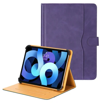 Universal 7 - 8 inch Case Dual Color Cowhide Texture Stand Leather Tablet Cover - Purple