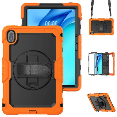 For Huawei MatePad SE 11 Case PC + Silicone Tablet Cover with PET Anti-Scratch Film and Shoulder Strap - Orange