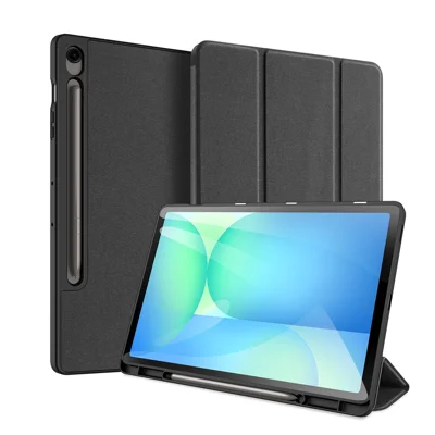 DUX DUCIS For Samsung Galaxy Tab S10 FE+ Case  Domo Series Tri-fold Stand PU Leather Tablet Cover - Black