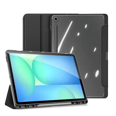 DUX DUCIS For Samsung Galaxy Tab S10 FE+ Case  TOBY Series Tri-fold Stand PU Leather Tablet Cover - Black
