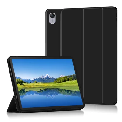 For Huawei Qingyun C5 (3rd Gen) Case PU Leather TPU Back Trifold Stand Tablet Cover - Black
