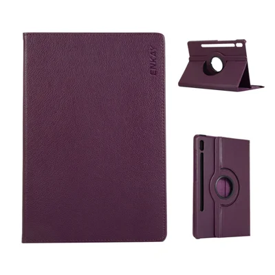 ENKAY HAT PRINCE For Samsung Galaxy Tab S9 FE / Galaxy Tab S9 / Galaxy Tab S10 FE Tablet Case   Litchi Texture PU Leather Cover Stand - Dark Purple
