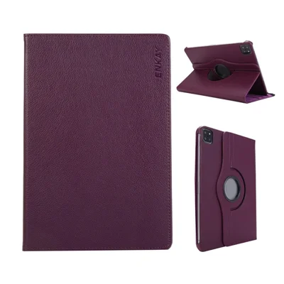 ENKAY HAT PRINCE For iPad Air 13 (2026) / (2025) / (2024) / Pro 12.9 (2022) / (2021) / (2020) / (2018) Tablet Case   Litchi Texture PU Leather Cover Stand - Dark Purple