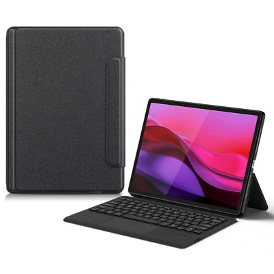For Lenovo Yoga Pad Pro Leather Case + Touchpad Bluetooth-Compatible Keyboard (without Backlit)