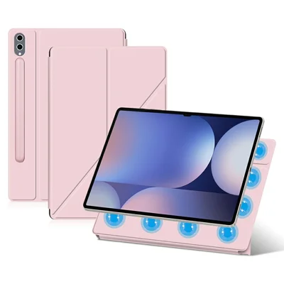 Etui do Samsung Galaxy Tab S8 Ultra, etui magnetyczne z folii PU, z podstawką origami - różowy