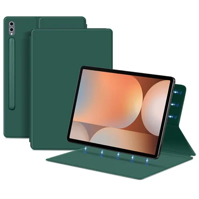 For Samsung Galaxy Tab S10+ Case Stand Magnetic Leather Tablet Cover with Auto Sleep  /  Wake - Green