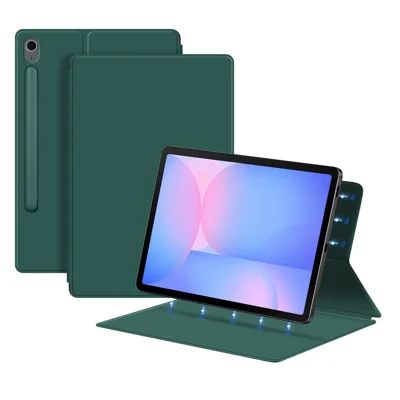 For Samsung Galaxy Tab S10 FE Case Stand Magnetic Leather Tablet Cover with Auto Sleep  /  Wake - Green