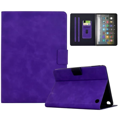 For Amazon Fire HD 8 (2022) / (2020) Case PU Leather Tablet Cover with Card Slots - Purple