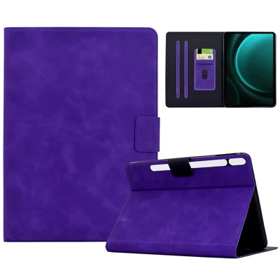 For Samsung Galaxy Tab S9 / Tab S9 FE Case PU Leather Tablet Cover with Card Slots - Purple