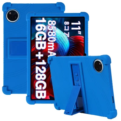 For Doogee U11 / U11 Pro Silicone Case with Kickstand Rugged Protective Cover - Dark Blue