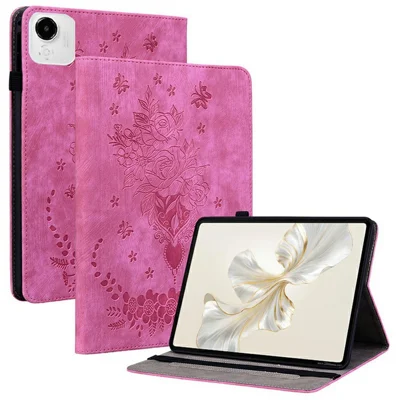 Fodral till Honor Pad X9a, Kortficka, Skärmskydd i Läder, Rosmönster, Anti-scratch - Rosa