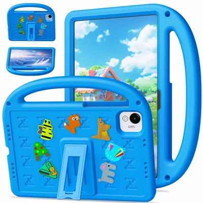 For Honor Pad X10 Pro / Pad X9a / Pad X9 Pro Kickstand Case Cartoon Design Anti-Drop EVA+PC Tablet Cover with Strap for Kids - Blue